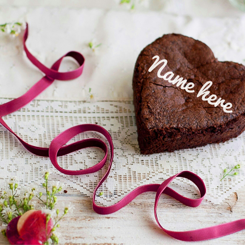 Print Name on Heart Shape Brownie Love Greeting Card