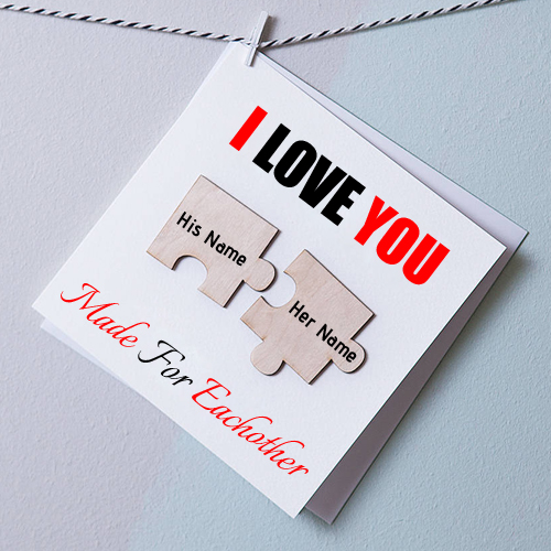 Write Couple Name on I Love You Two Pieces Magnets Card