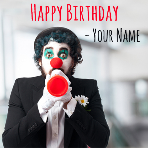 Funny Birthday Wishes Name Greeting With Cute Clown