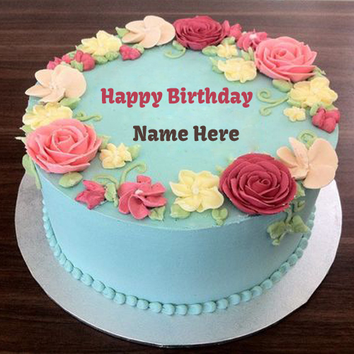 Smooth Buttercream Birthday Cake With Your Name