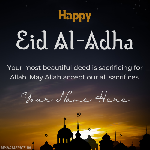 Happy Eid al Adha Wishes Quote Image With Custom Name