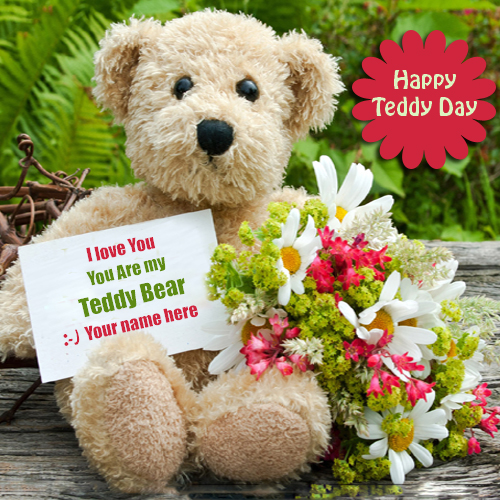 Write name on Happy teddy Day profile pic