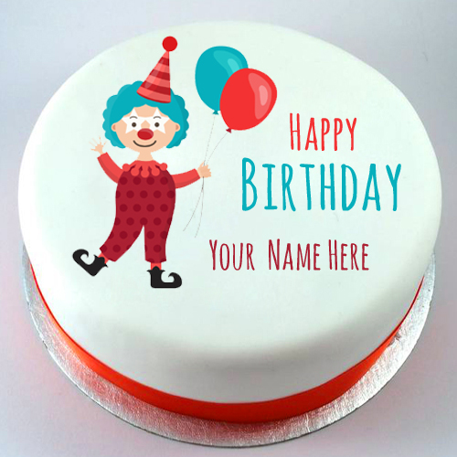 Happy Birthday Funny Clown Kids Birthday Name Cake