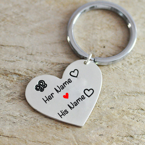 Alloy Fashion Heart Keychain Engraved With Your Name