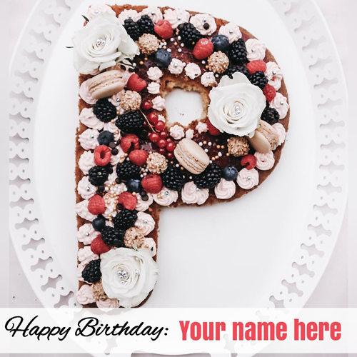 P Shaped Happy Birthday Donut Cake With Your Name