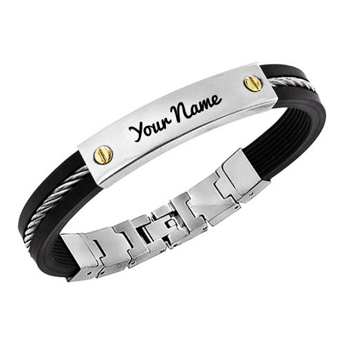 Black Stainless Steel Bracelet With Your Custom Name