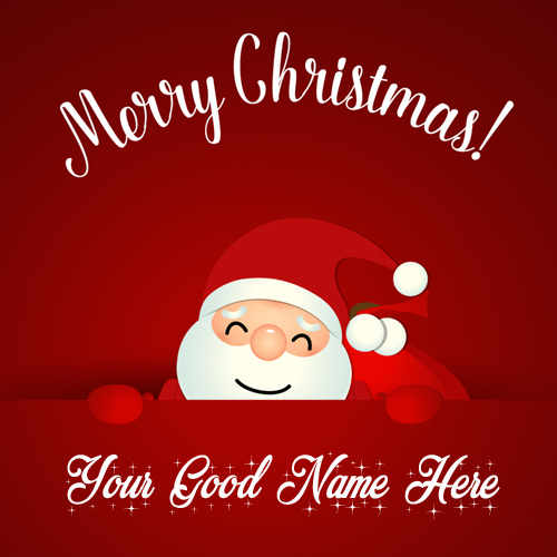 Merry Christmas Cute Santa Claus Greeting With Your Nam
