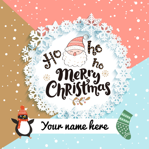 Merry Christmas Wishes Cute Santa Greeting With Name