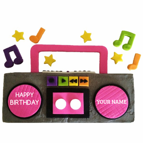 Happy Birthday Radio Design Cake With Your Name