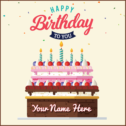 Greeting card of Delicious Birthday Cake With Your Name