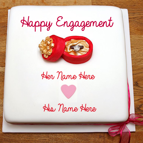 Happy Engagement Beautiful Love Couple Cake With Name