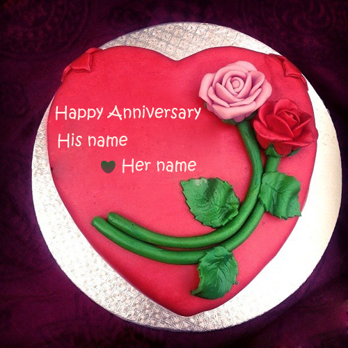 Write name on rose wedding anniversary cake profile pic