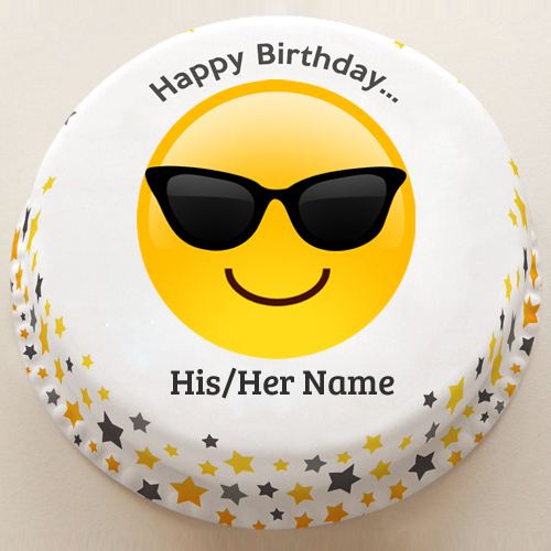 Dashing Boy Stylish Emoji Birthday Cake With Your Name