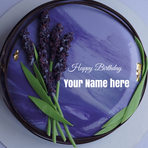 Mirror Shining Purple Birthday Wishes Cake With Name