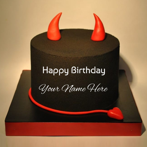 Happy Birthday Black Devil Cake With Friend Name