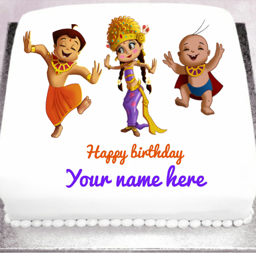 Cute Chota Bheem Dancing Funny Kids Cake With Name