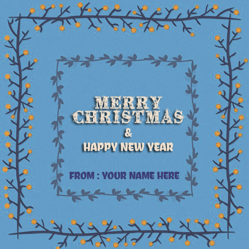 Write Name on Merry Christmas and New Year Poster Pics