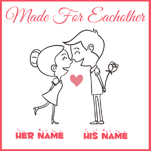 Hand drawn Couples in Love Greeting With Your Name