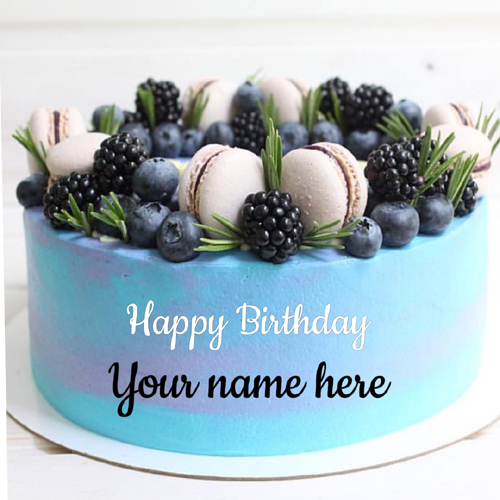 Delicious Blueberry Blackberry and Donut Cake With Name
