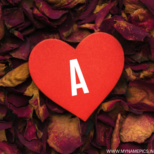Print Name Alphabet on Romantic Heart Status Image