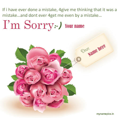 Write name on i am sorry greeting card online
