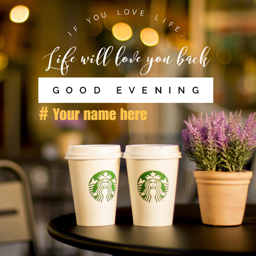 Write Name on Good Evening Wishes Elegant Greeting Card