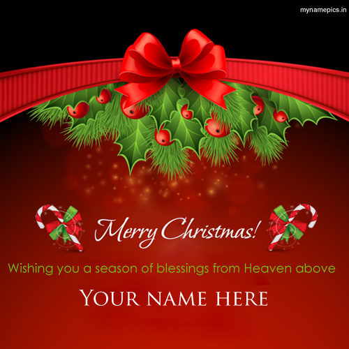Write Name on Santa Claus Blessings Christmas Greeting 