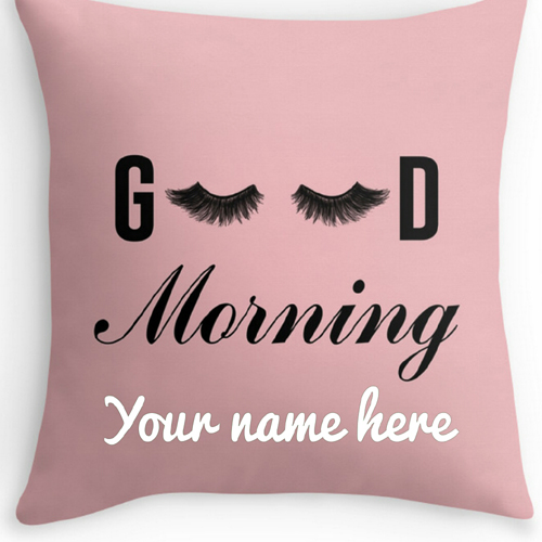 Good Morning Pink Pillow Greeting Card With Your Name