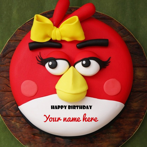 Angry bird kids cake birthday wishes with your name