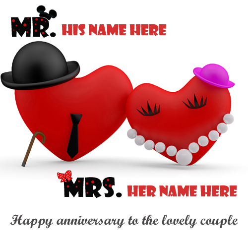 Happy Anniversary To Lovely Couple Greeting With Name