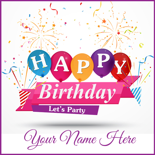Birthday Celebration Name Card With Colourful Balloons