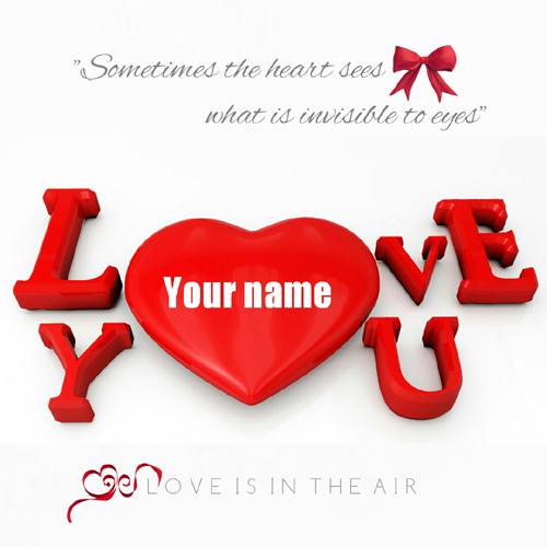 Beautiful Embossed Red Love Heart Greeting With Name