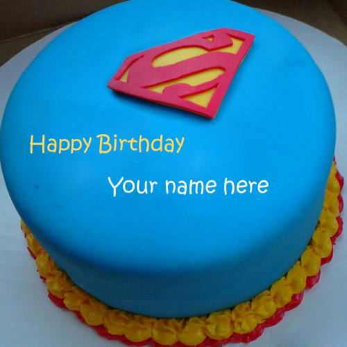 Write name on superman birthday cake pics 