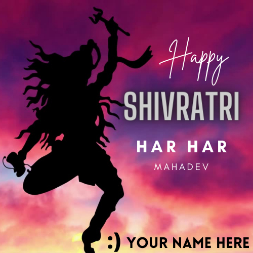 Lord Shiva Tandav Theme Shivratri Wish Card With Name