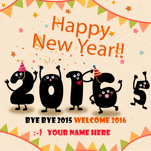 write name on bye bye 2015 welcome 2016 pic