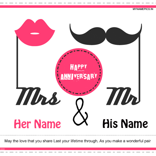 write name on happy anniversary greeting card