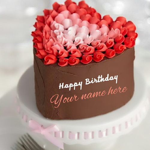 Happy Birthday Heart Shape Cake For Lover With Name