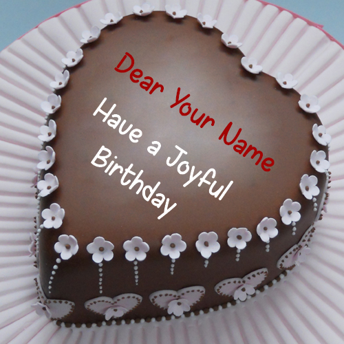 Beautiful Chocolate Heart Birthday Cake With Your Name