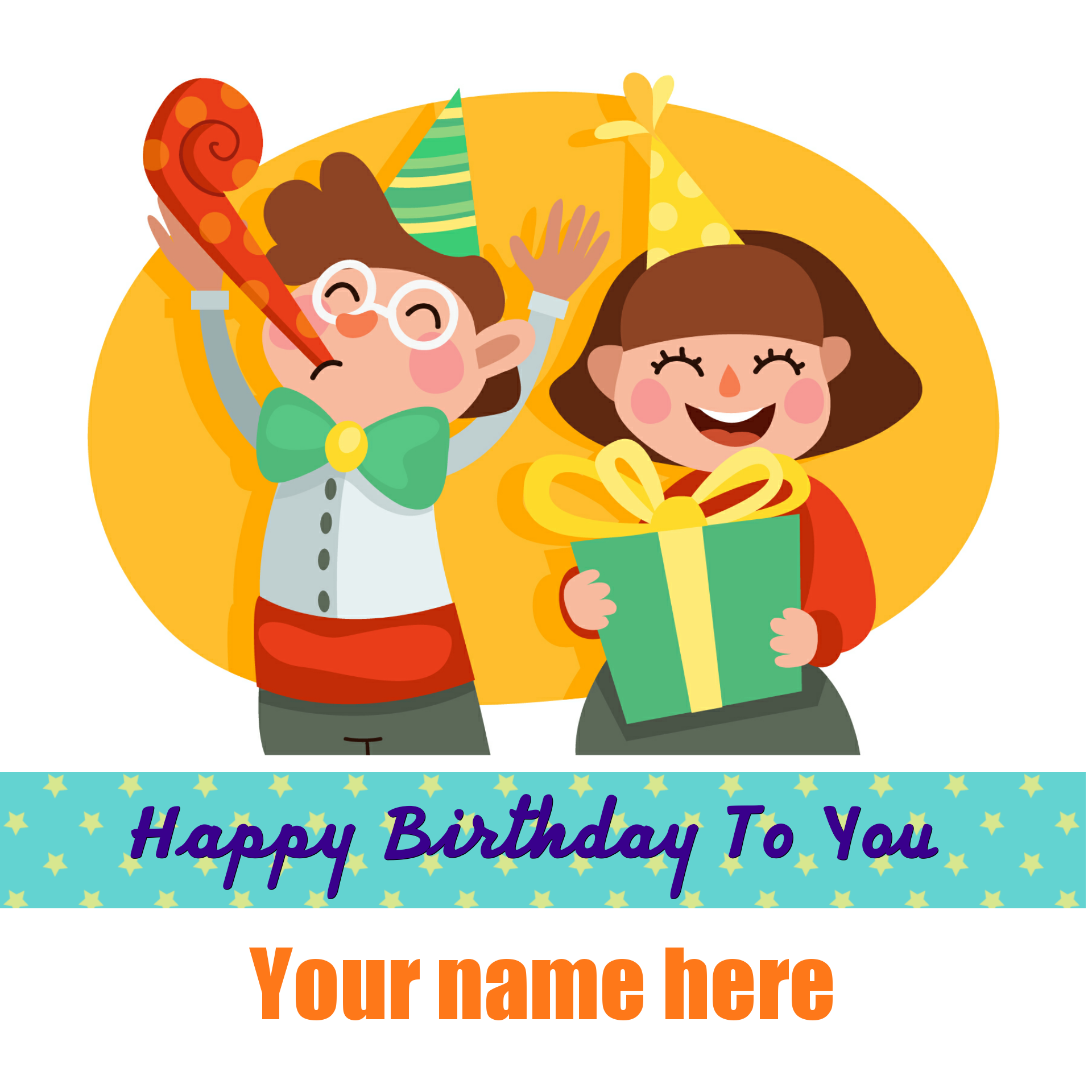 Happy birthday cute kid party pic with your name