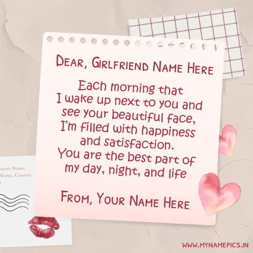 Romantic Handmade Love Note With Your Girlfriend Name