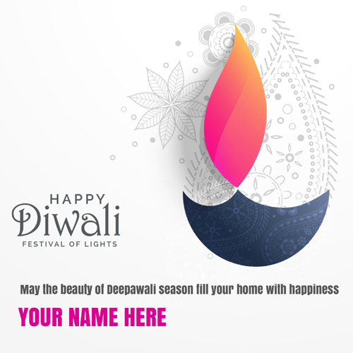 Happy Diwali Beautiful Quote Greeting Card With Your Na