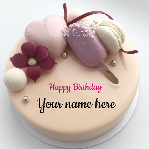 Write Name on Delicious Candy Cake For Birthday Wishes