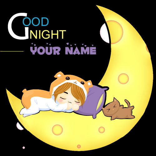 Write name on good night cute doll profile pics