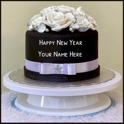 Happy New Year Wishes Gift Theme Cake With Your Name