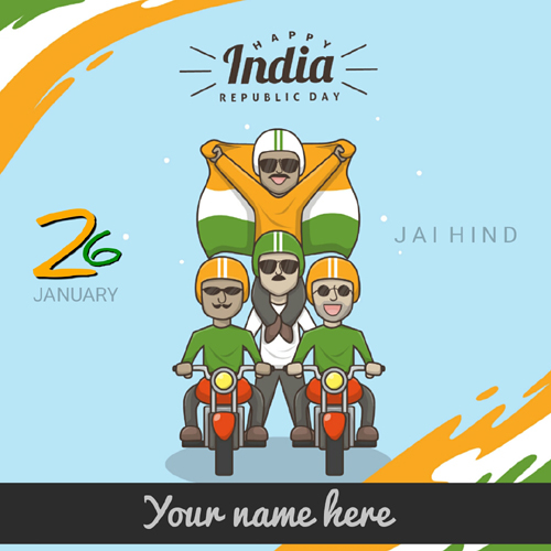 Happy Republic Day 26th January Greeting With Your Name