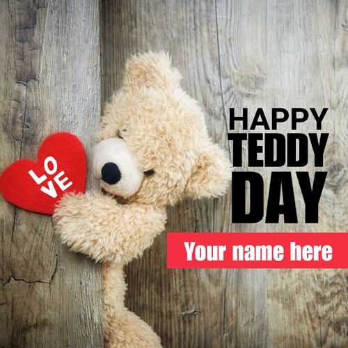 Happy Teddy Day Romantic Valentine Week Name Greeting