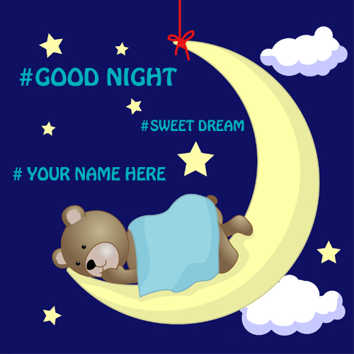 Good night sleeping teddy greeting card pics