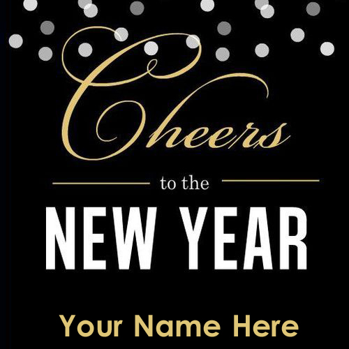Cheers To The New Year Wishes Greeting Card with Name