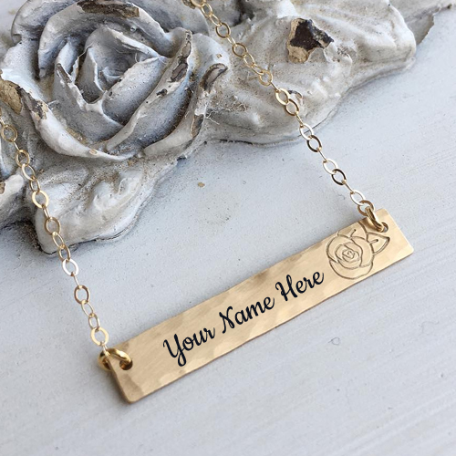 Beautiful Rose Bar Pendant Jewelry With Your Name