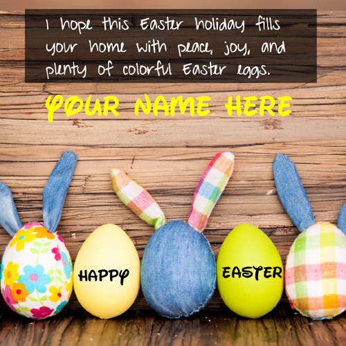 Happy Easter Day With Colorful Eggs Greeting With Name